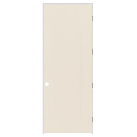 CODEL DOORS 28" x 96" x 1-3/8" Primed Hardboard Solid Core Flush 7-1/4" LH Prehung Door with Satin Nickel Hinges 2480FSCPHBLH15714